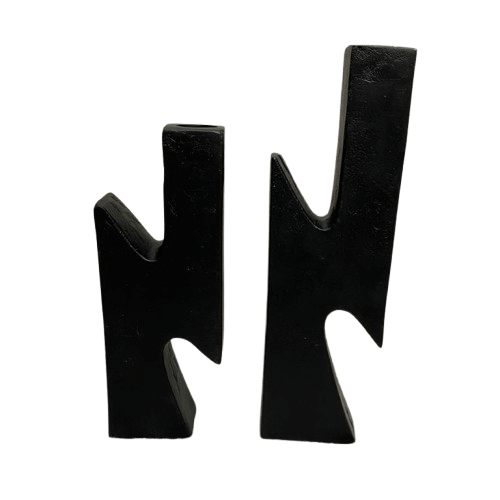 ALUMINIUM TAPER CANDLE HOLDER SET OF 2